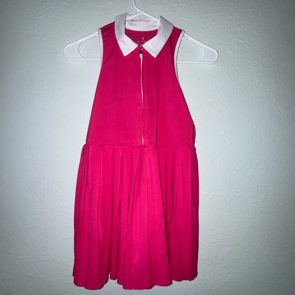 Girls Pink Tennis Dress with White Collar